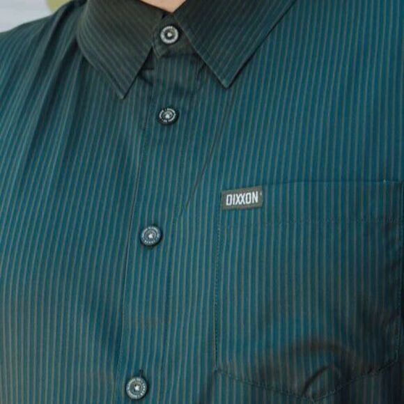 Dixxon Flannel Benny Triple Stripe Pine Dk Green Sz Large Bamboo SS Party Shirt - Picture 2 of 2